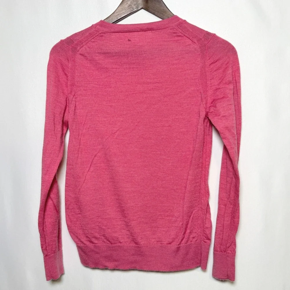 J Crew Pink Extra Fine Merino Wool Crewneck Sweater Womens Medium HOL18 355679